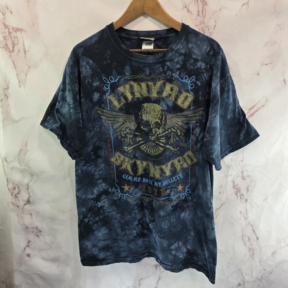 Vintage Lynard Skinnard T Shirt Mens Medium Womens Large Liquid Blue My Bullets